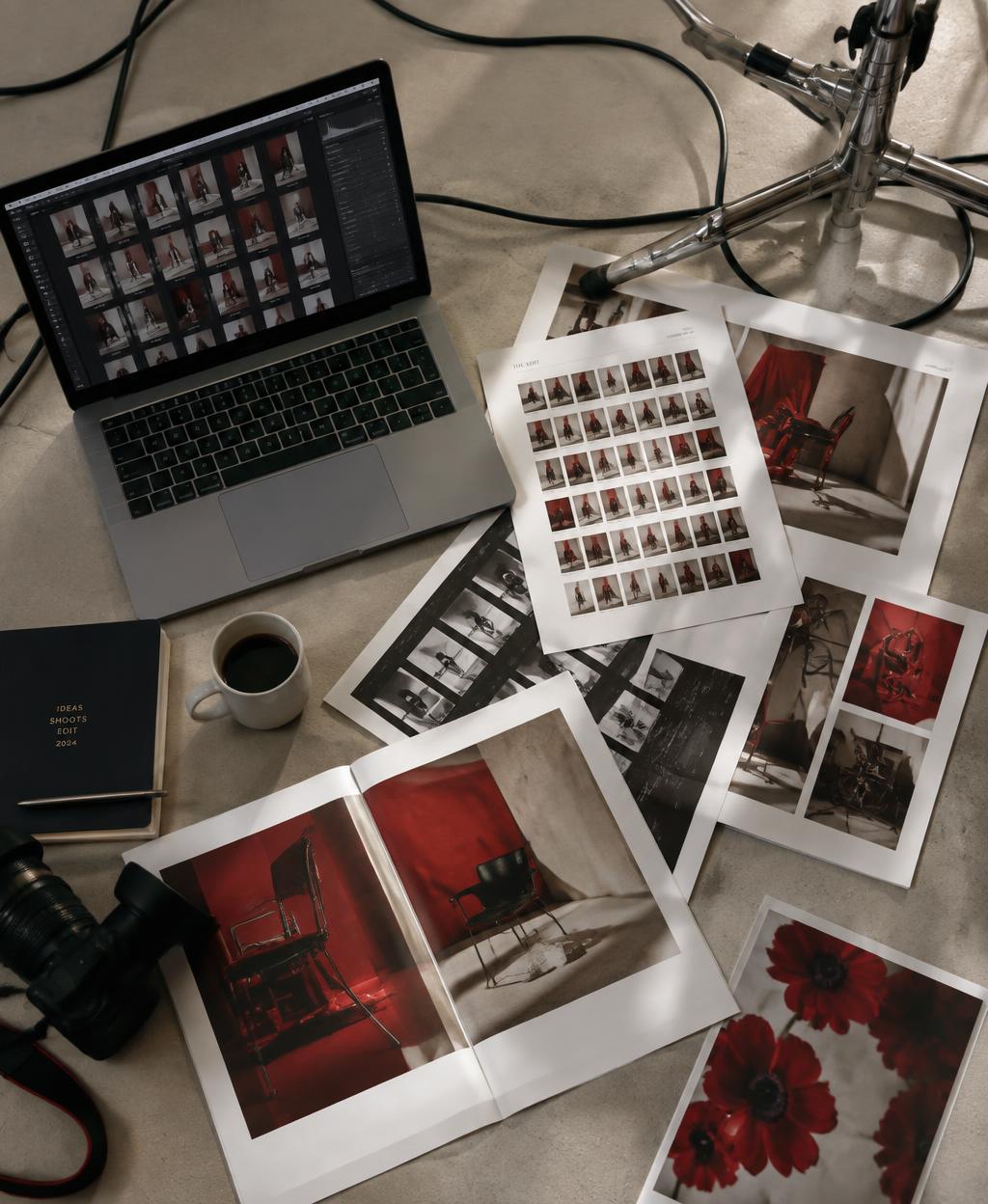 Print photography equipment and contact sheets