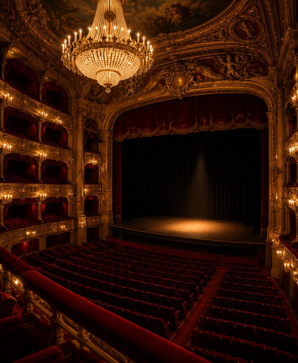 Cinema camera lens on a theatrical production set